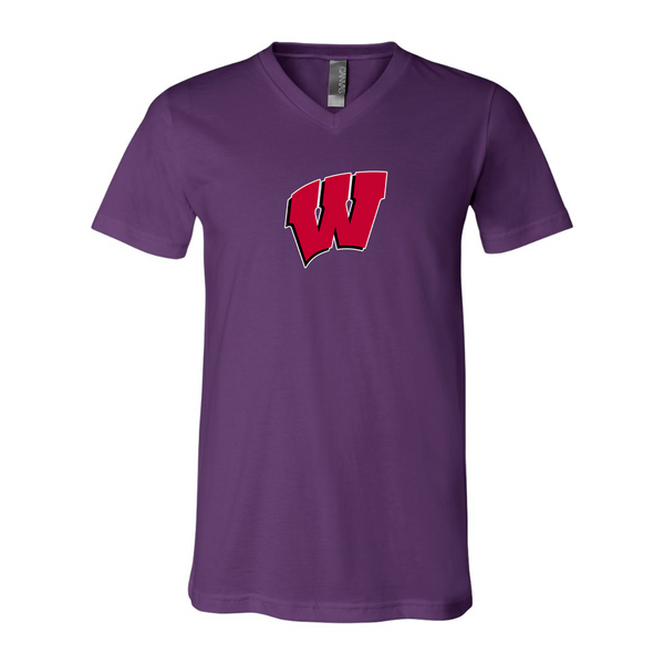 Wisconsin Badgers BELLA  CANVAS - Jersey V-Neck T-Shirt