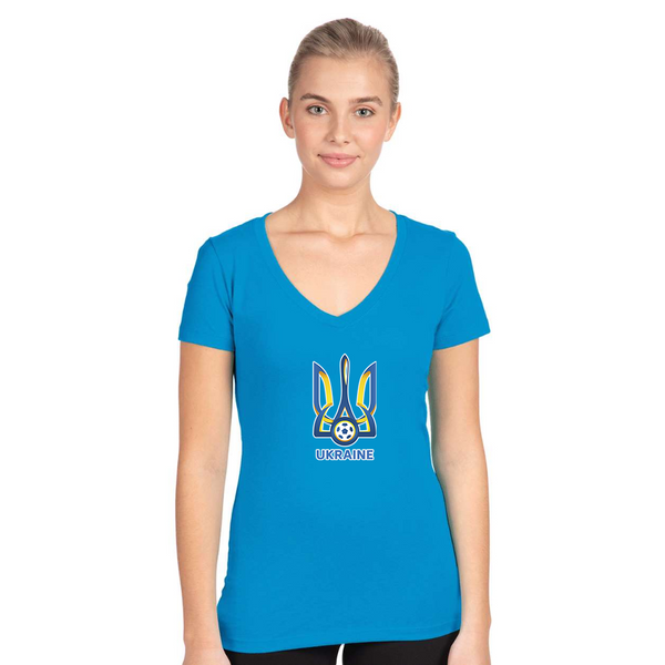 Women's Ukraine National Football Soccer Team  Next Level V-Neck T-Shirt