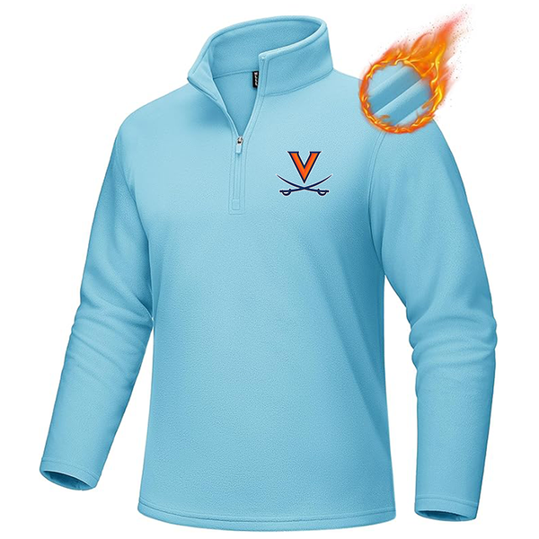 Men's Virginia Cavaliers  MAGCOMSEN Men_s Quarter-Zip Pullover Polar Fleece Sweatshirt Stand Collar Long Sleeve Shirt for Men Thermal Winter Fall