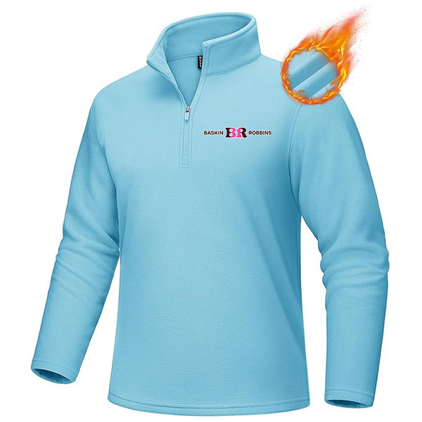 Men's Baskin-Rоbbins MAGCOMSEN Men_s Quarter-Zip Pullover Polar Fleece Sweatshirt Stand Collar Long Sleeve Shirt for Men Thermal Winter Fall