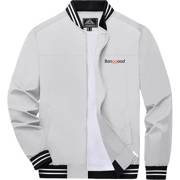 Men's  Banggood  Lightweight Zip-Up Bomber Jacket with Ribbed Collar and Cuffs Versatile Casual Outerwear