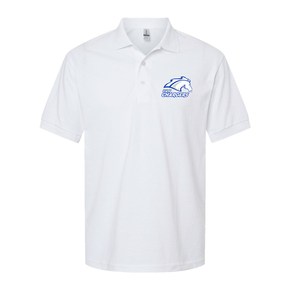 Men's Alabama Huntsville Chargers Wildcats Dry Blend Jersey Polo - White