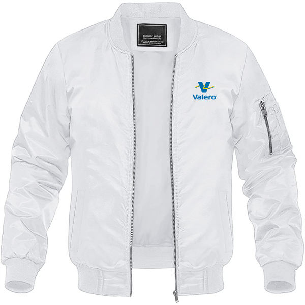 Men's Valero Gas Station Logo Lightweight Bomber Jacket Windbreaker Softshell Varsity Jacket Coat