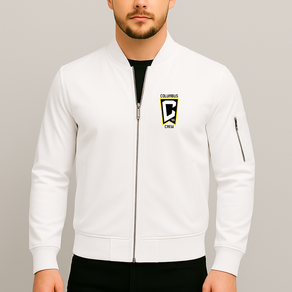 Men's Columbus Crew FC Lightweight Bomber Jacket Windbreaker Softshell Varsity Jacket Coat