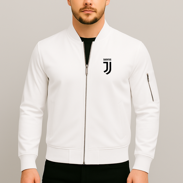 Men's Juventus Soccer Lightweight Bomber Jacket Windbreaker Softshell Varsity Jacket Coat
