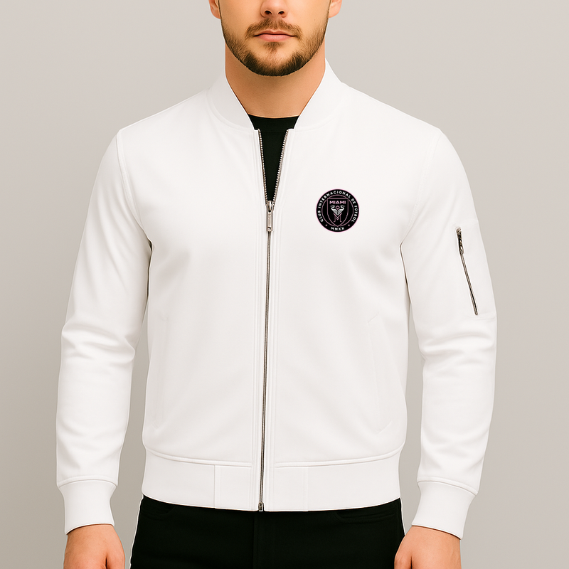Men's Inter Miami FC Lightweight Bomber Jacket Windbreaker Softshell Varsity Jacket Coat