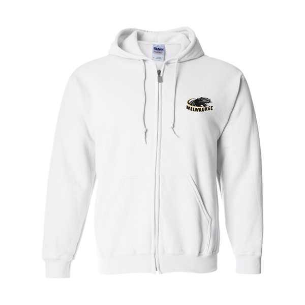 Men's Wisconsin Milwaukee Panthers Gildan  Heavy Blend Full Zip Hooded Sweatshirt