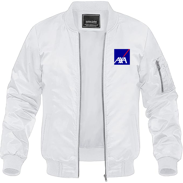 Men's Axa Logo Lightweight Bomber Jacket Windbreaker Softshell Varsity Jacket Coat
