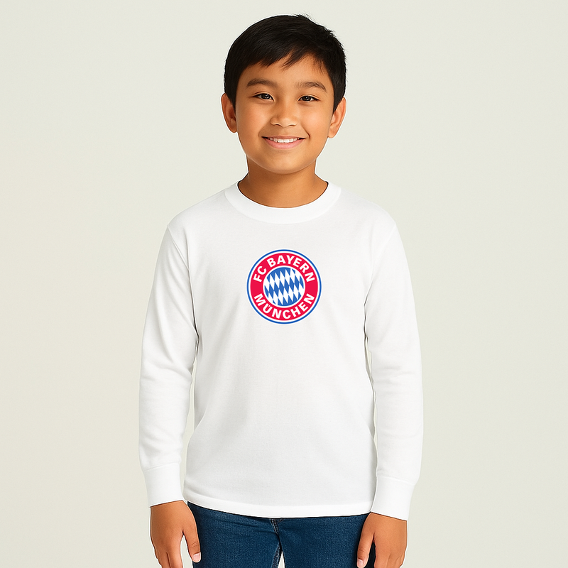Youth Kids F.C. Bayern Munchen Soccer Long Sleeve T-Shirt