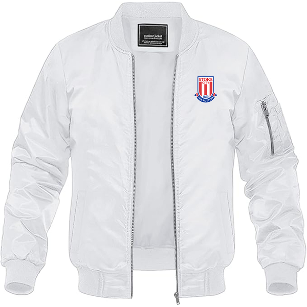 Men's Stoke City Soccer  Lightweight  Bomber Jacket Windbreaker Softshell Varsity Jacket Coat