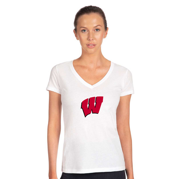 Women's Wisconsin Badgers  Next Level V-Neck T-Shirt