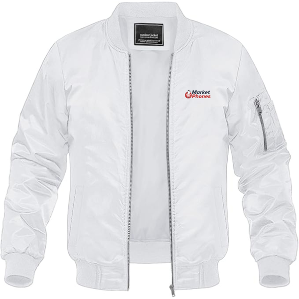 Men's MarketPhones.com Logo Lightweight Bomber Jacket Windbreaker Softshell Varsity Jacket Coat