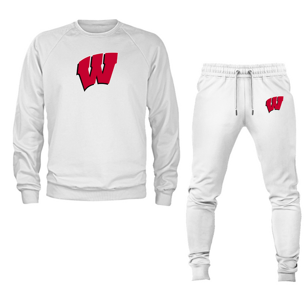 Men's  Wisconsin Badgers  Crewneck Sweatshirt Joggers Suit