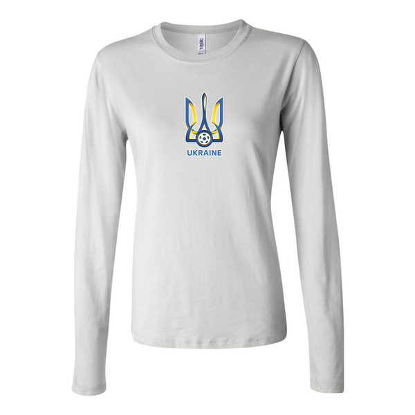 BELLA CANVAS Women’s Ukraine National Football Soccer Team Jersey Long Sleeve Tee
