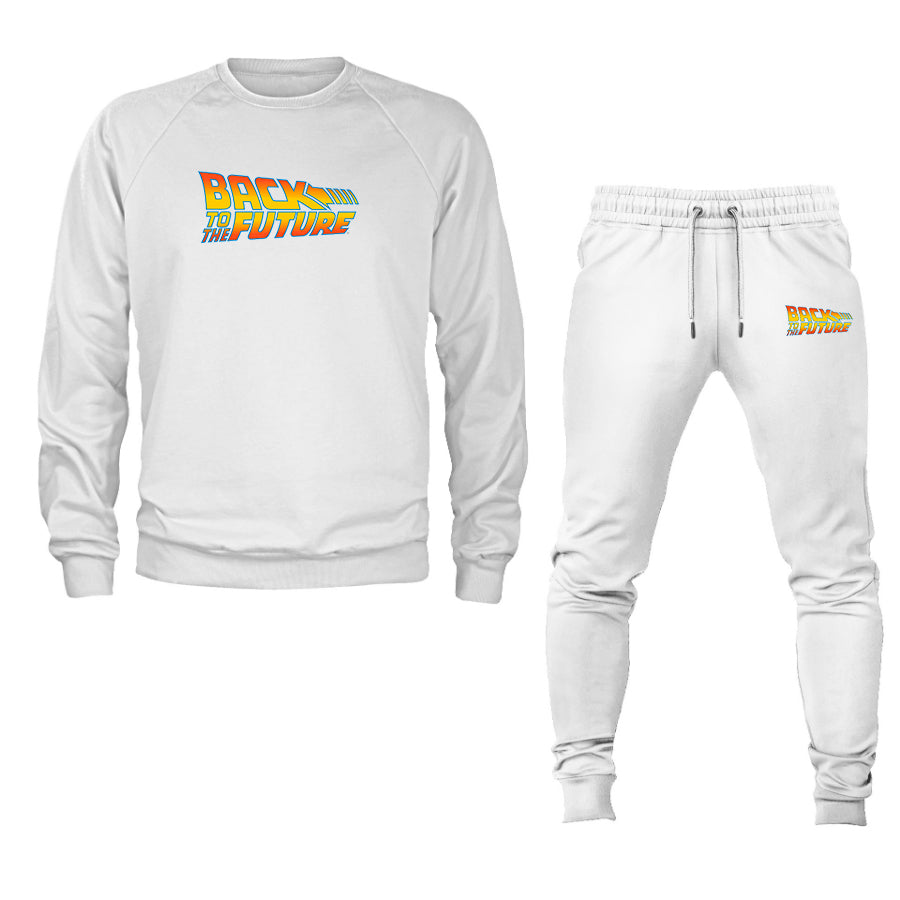 Men's Back To The Future Movie Logo Crewneck Sweatshirt Joggers Suit