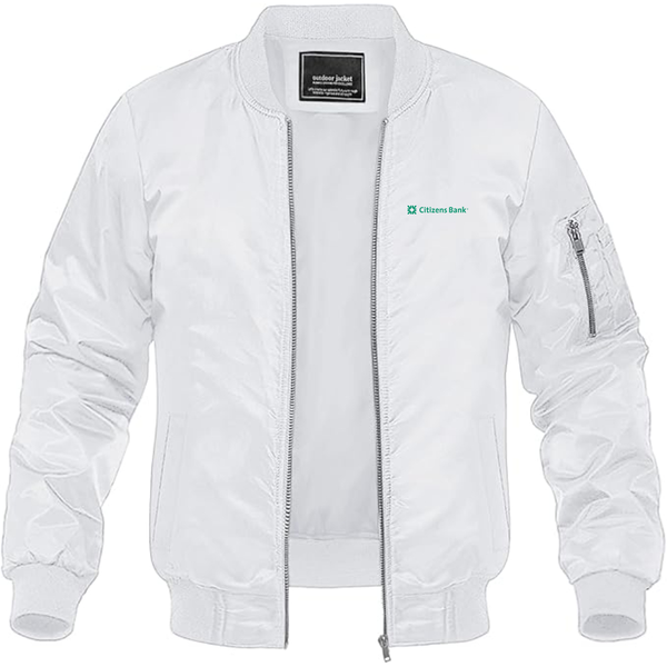 Men's Citizens Bank Logo Lightweight Bomber Jacket Windbreaker Softshell Varsity Jacket Coat