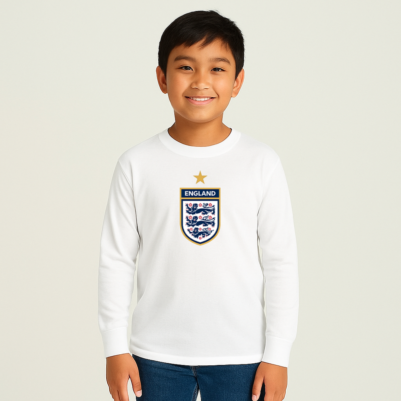 Youth Kids England National Soccer Team Long Sleeve T-Shirt
