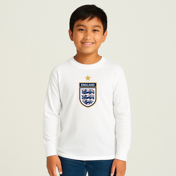 Youth Kids England National Soccer Team Long Sleeve T-Shirt