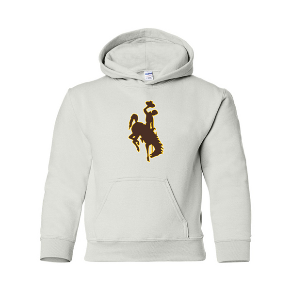 Youth   Wyoming Cowboys Gildan Heavy Blend  Hooded Sweatshirt