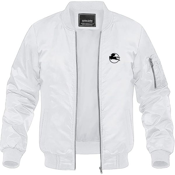 Men's Pegaso Logo Lightweight Bomber Jacket Windbreaker Softshell Varsity Jacket Coat
