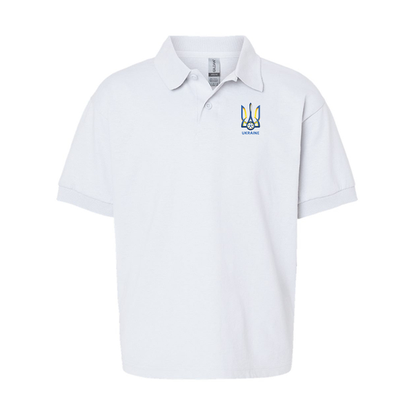 Youth Ukraine National Football Soccer Team Gildan Dry Blend Jersey Polo