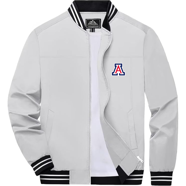 Men's Arizona Wildcats  Lightweight Zip-Up Bomber Jacket with Ribbed Collar and Cuffs Versatile Casual Outerwear