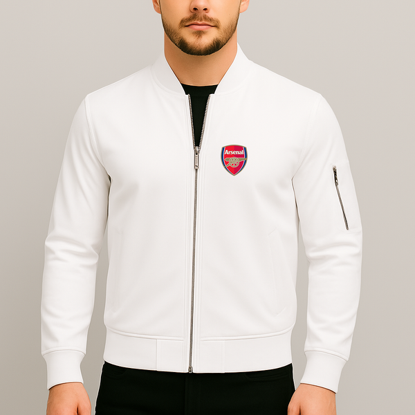Men's Arsenal Soccer Lightweight Bomber Jacket Windbreaker Softshell Varsity Jacket Coat