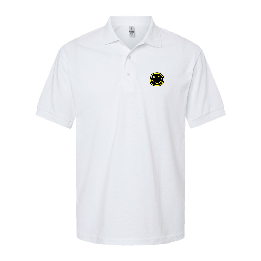 Men's Nirvana Yellow and Black Face Dry Blend Jersey Polo - White