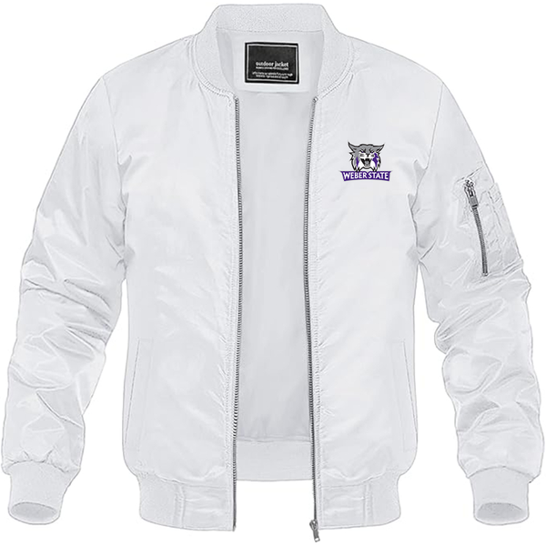 Men's Weber State Wildcats Lightweight Bomber Jacket Windbreaker Softshell Varsity Jacket Coat
