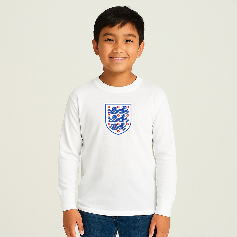 Youth Kids England National Football Team Long Sleeve T-Shirt
