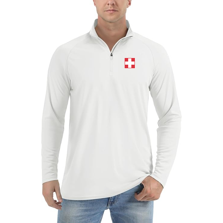 Men's  Switzerland National Football Soccer Team Lightweight Quarter-Zip Athletic Shirt Long Sleeve Western Carolina Catamounts