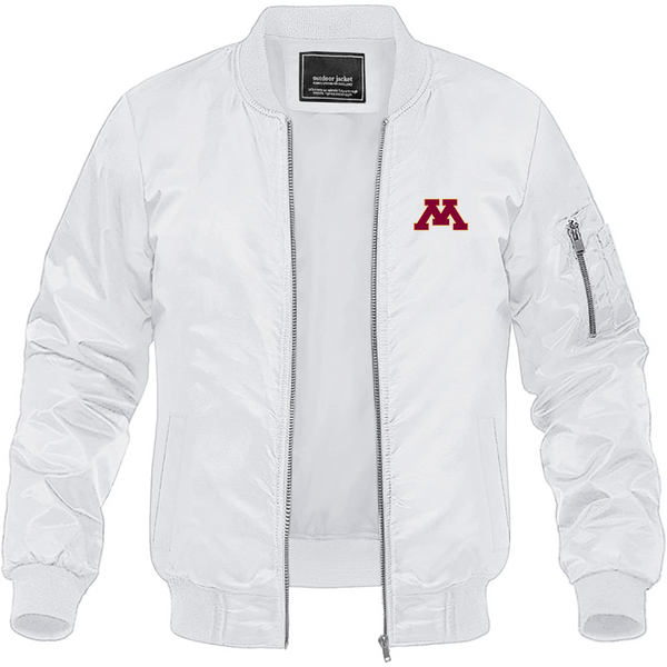 Men's Minnesota Golden Gophers Logo Lightweight Bomber Jacket Windbreaker Softshell Varsity Jacket Coat