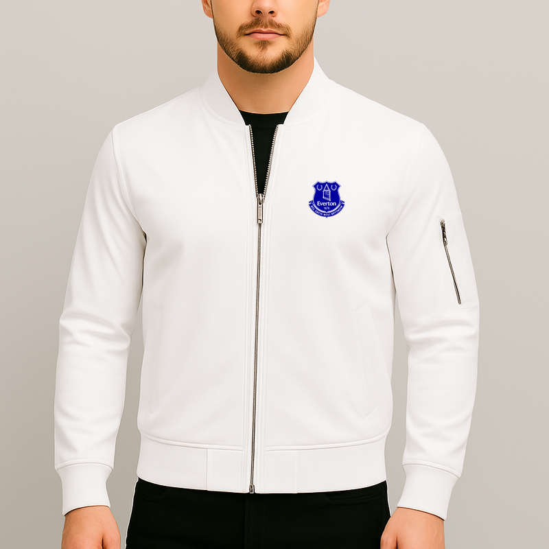 Men's Everton FC Lightweight Bomber Jacket Windbreaker Softshell Varsity Jacket Coat