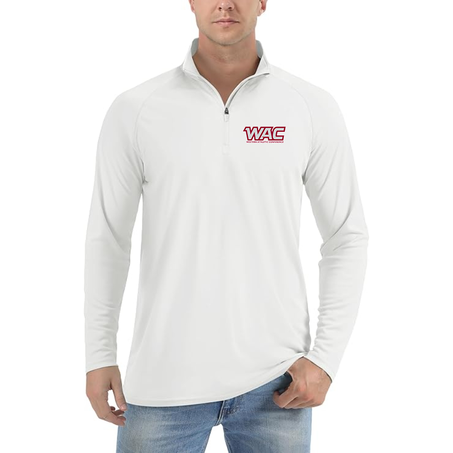 Men's Western Athletic Conference Lightweight Quarter-Zip Athletic Shirt Long Sleeve Performance