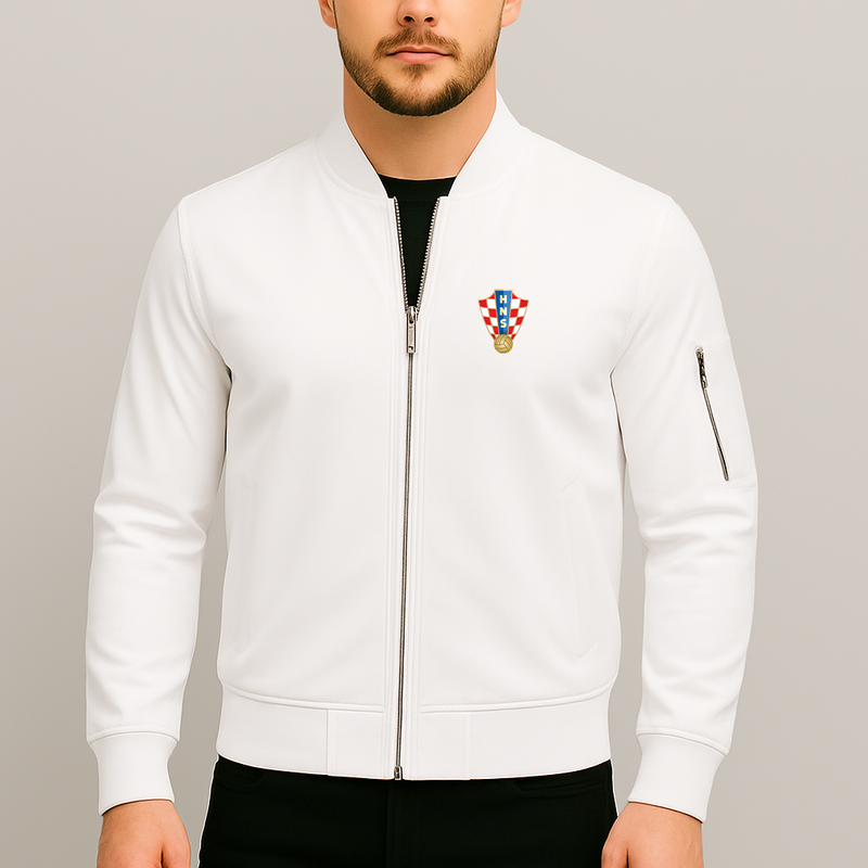 Men's Croatia National Soccer Team Lightweight Bomber Jacket Windbreaker Softshell Varsity Jacket Coat