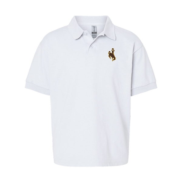 Youth   Wyoming Cowboys Gildan Dry Blend Jersey Polo