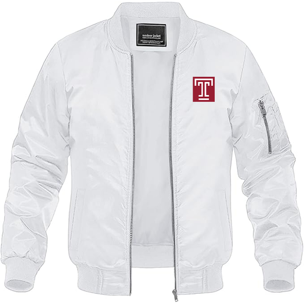 Men's Temple Owls Lightweight Bomber Jacket Windbreaker Softshell Varsity Jacket Coat