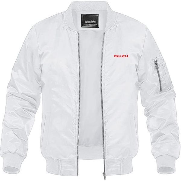 Men's  Isuzu Logo Lightweight Bomber Jacket Windbreaker Softshell Varsity Jacket Coat