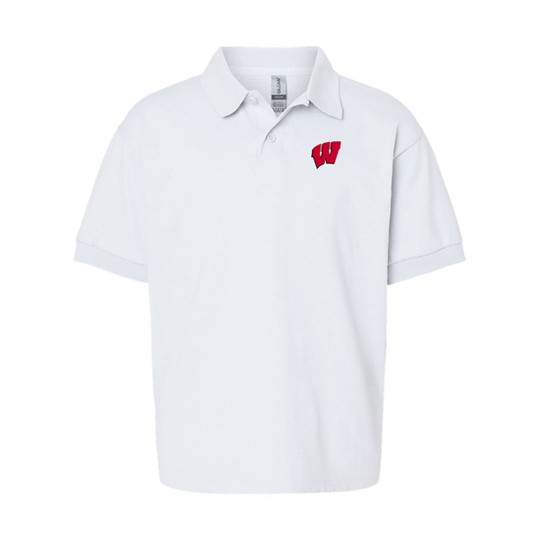 Youth  Wisconsin Badgers Gildan Dry Blend Jersey Polo