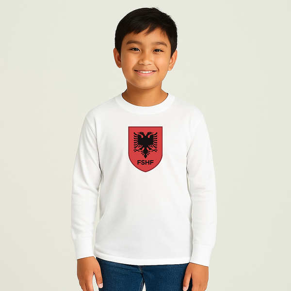 Youth Kids Albania National Soccer Team Long Sleeve T-Shirt