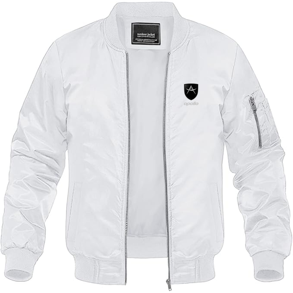 Men's Apollo Logo Lightweight Bomber Jacket Windbreaker Softshell Varsity Jacket Coat