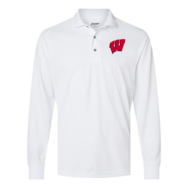 Men's  Wisconsin Badgers  Paragon Prescott Long Sleeve Polo