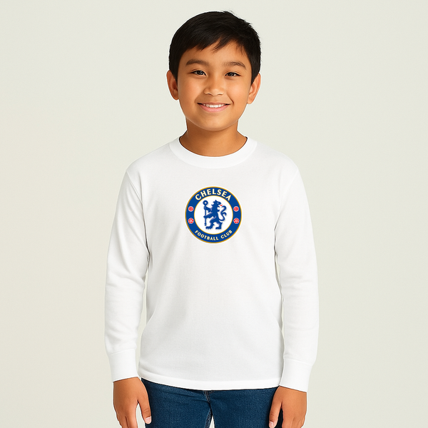 Youth Kids Chelsea Soccer Long Sleeve T-Shirt