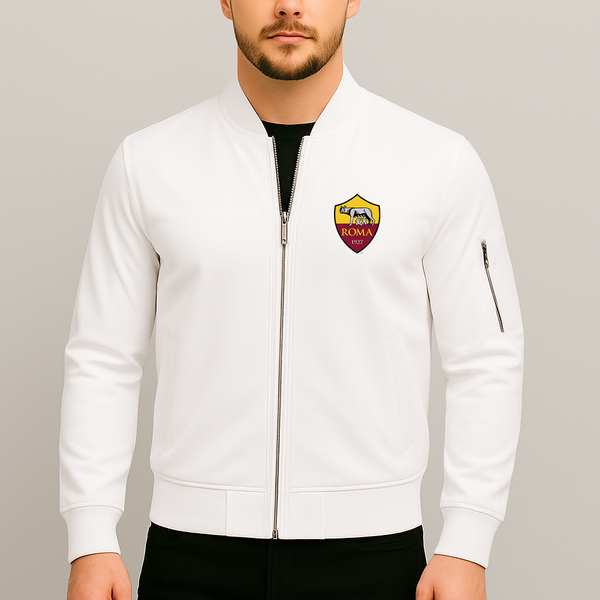 Men's AS Roma FC Lightweight Bomber Jacket Windbreaker Softshell Varsity Jacket Coat