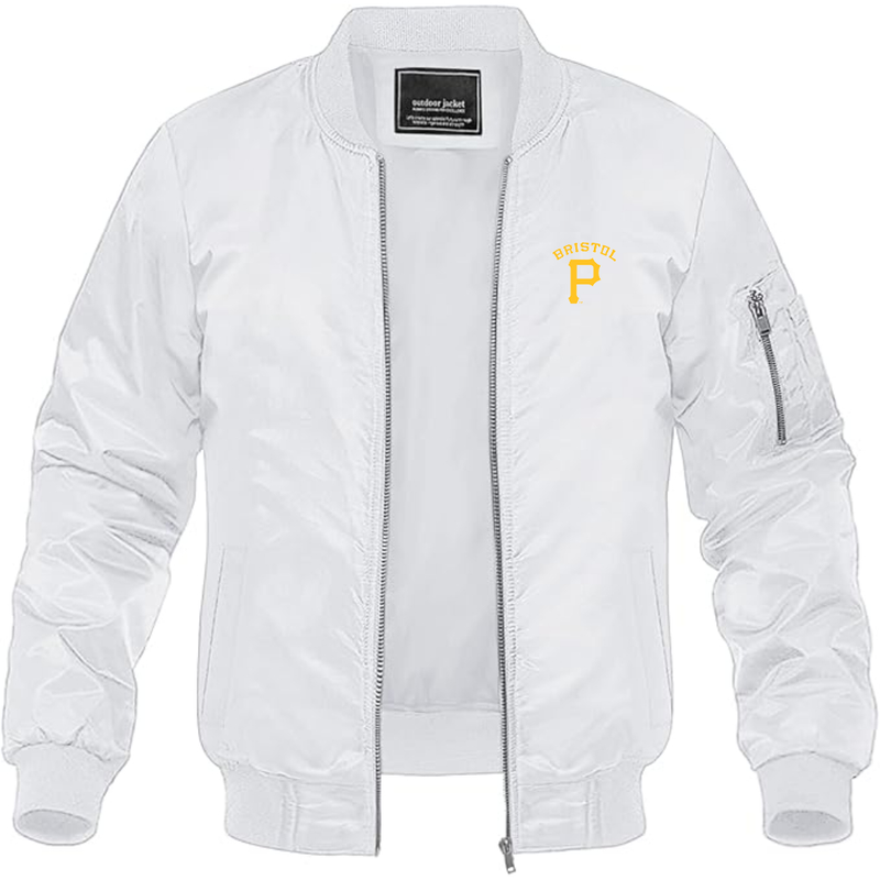 Men's  Bristol Pirates  Logo Lightweight Bomber Jacket Windbreaker Softshell Varsity Jacket Coat