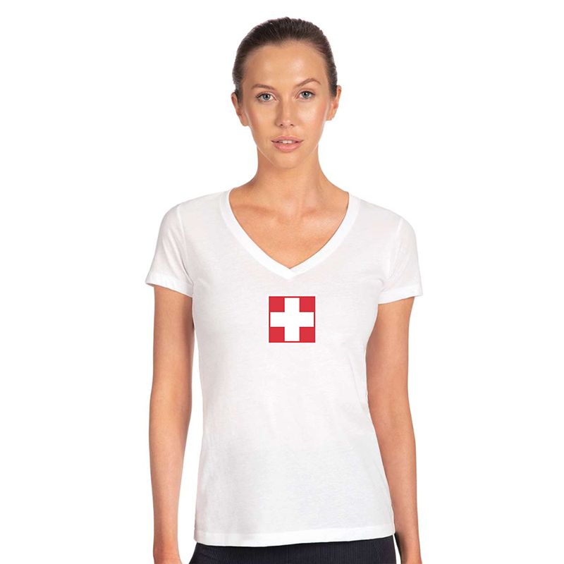 Women's  Switzerland National Football Soccer Team  V-Neck T-Shirt