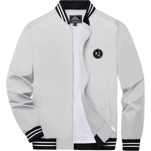 Men's  Killing Joke  Lightweight Zip-Up Bomber Jacket with Ribbed Collar and Cuffs Versatile Casual Outerwear