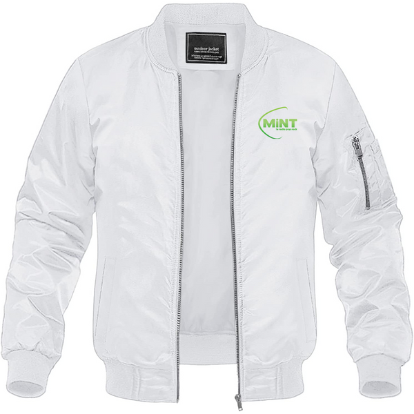 Men's Mint Radio Logo Lightweight Bomber Jacket Windbreaker Softshell Varsity Jacket Coat