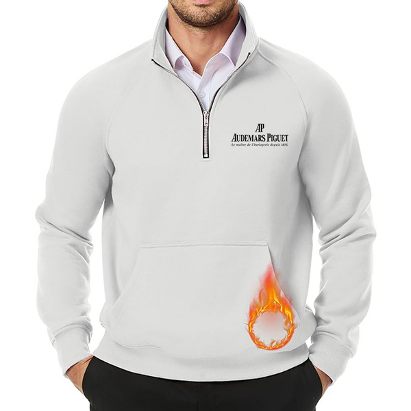 Men's Audemars-Piguet JMIERR Quarter Zip Pullover Heavy Sweatshirts Warm Fleece Sweatshirt Polo Shirt with Pockets
