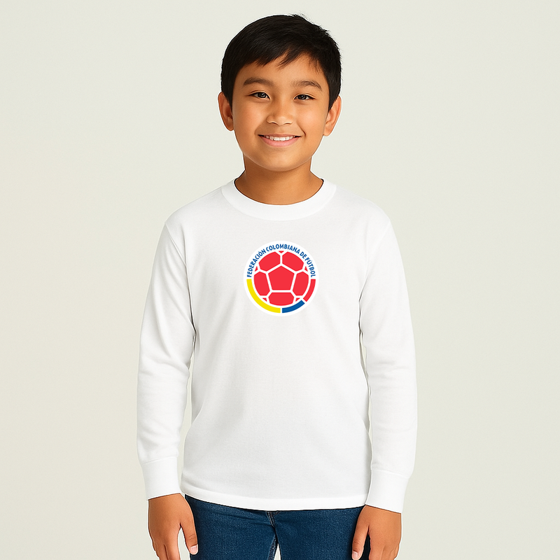 Youth Kids Colombia National Soccer Team Long Sleeve T-Shirt